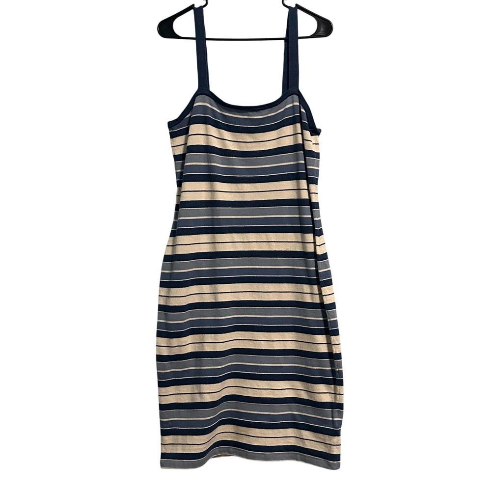 Lauren Ralph Lauren Striped Tank Dress XL Blue Beige Knit Spaghetti Strap NWT